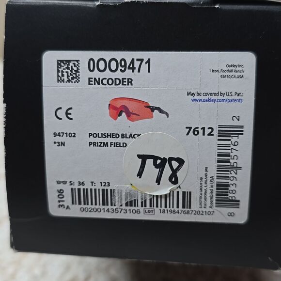 New Oakley Men's Oo9471 Encoder Rectangular Sunglasses Polished Black/Prizm - Picture 10 of 10